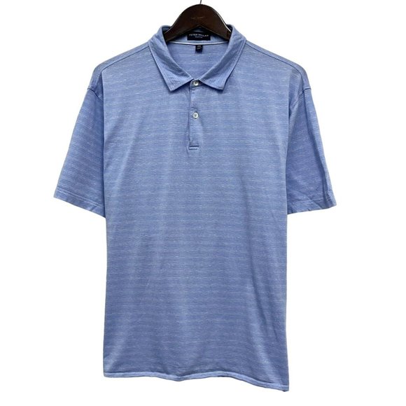 Peter Millar Collection Men's Size 2XL Golf Polo Shirt Blue Striped Linen/Cotton - Picture 1 of 6